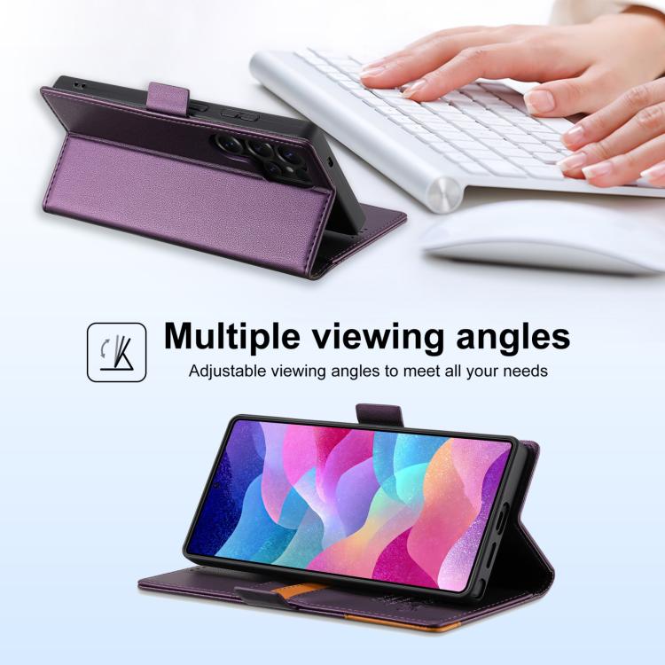 For Samsung Galaxy S22 Ultra 5G N.BEKUS P3 RFID Stitching Magnetic Flip Leather Phone Case