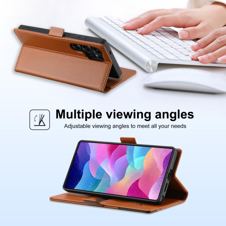 For Samsung Galaxy S22 Ultra 5G N.BEKUS P3 RFID Stitching Magnetic Flip Leather Phone Case