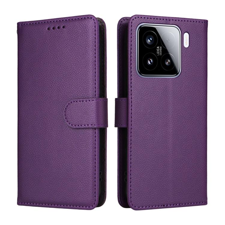 For Xiaomi 15 Litchi Texture RFID Blocking 3-Card Wallet Leather Phone Case