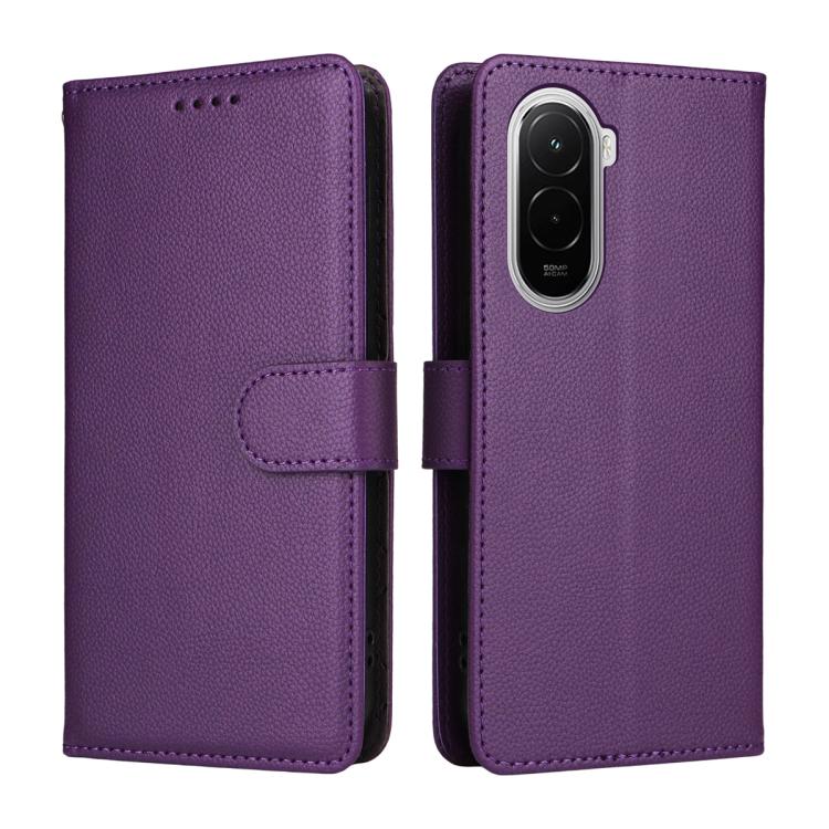 For Xiaomi Poco M7 4G 171mm Litchi Texture RFID Blocking 3-Card Wallet Leather Phone Case
