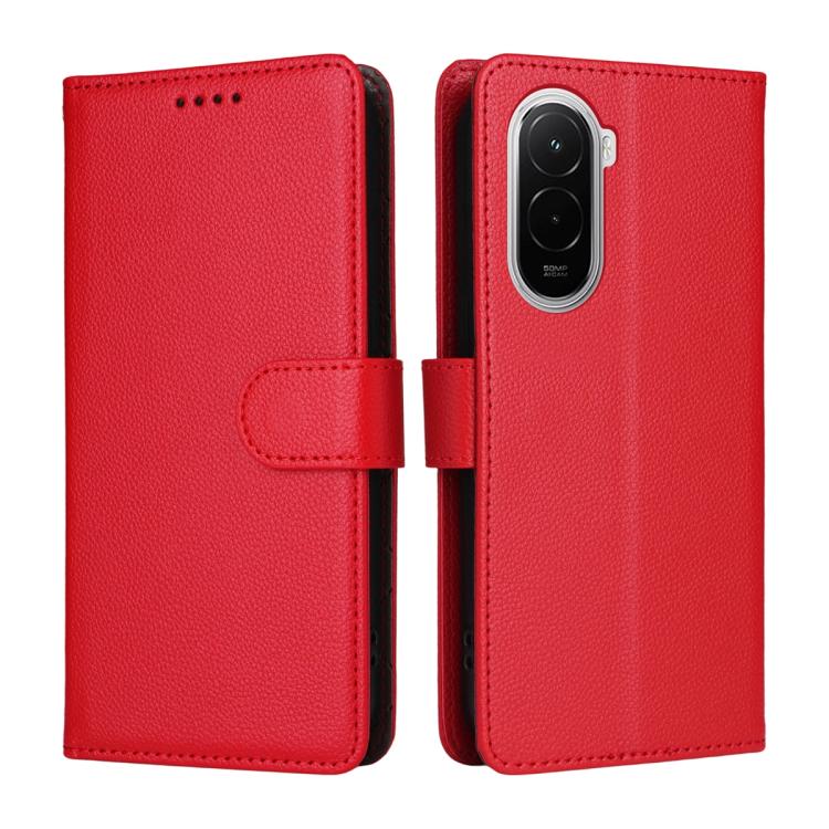 For Xiaomi Poco M7 4G 171mm Litchi Texture RFID Blocking 3-Card Wallet Leather Phone Case