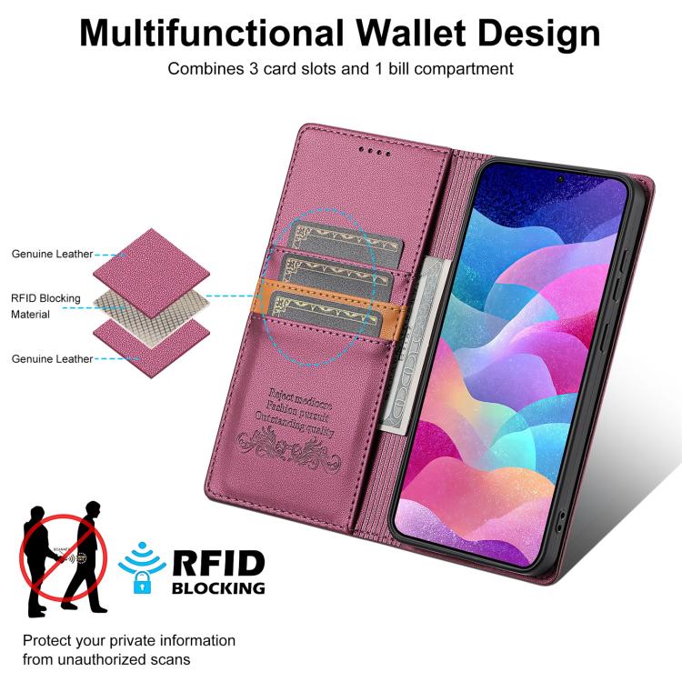 For Samsung Galaxy A33 5G N.BEKUS P3 RFID Stitching Magnetic Flip Leather Phone Case