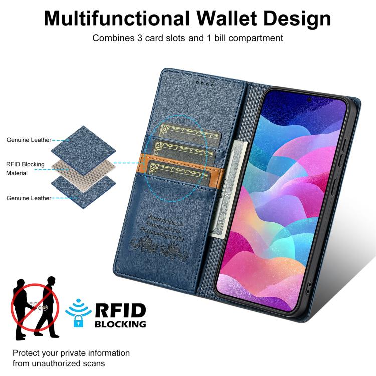 For Samsung Galaxy A34 5G N.BEKUS P3 RFID Stitching Magnetic Flip Leather Phone Case