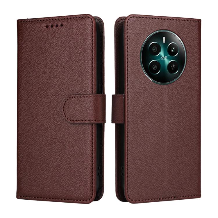 For Realme 12 4G / 12+ / Narzo 70 Litchi Texture RFID Blocking 3-Card Wallet Leather Phone Case
