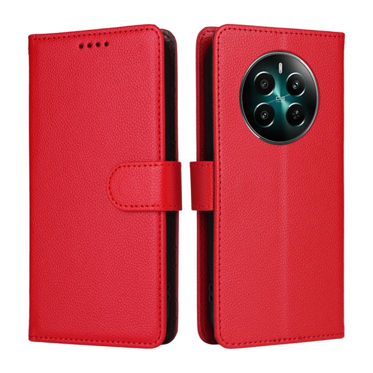 For Realme 12 4G / 12+ / Narzo 70 Litchi Texture RFID Blocking 3-Card Wallet Leather Phone Case