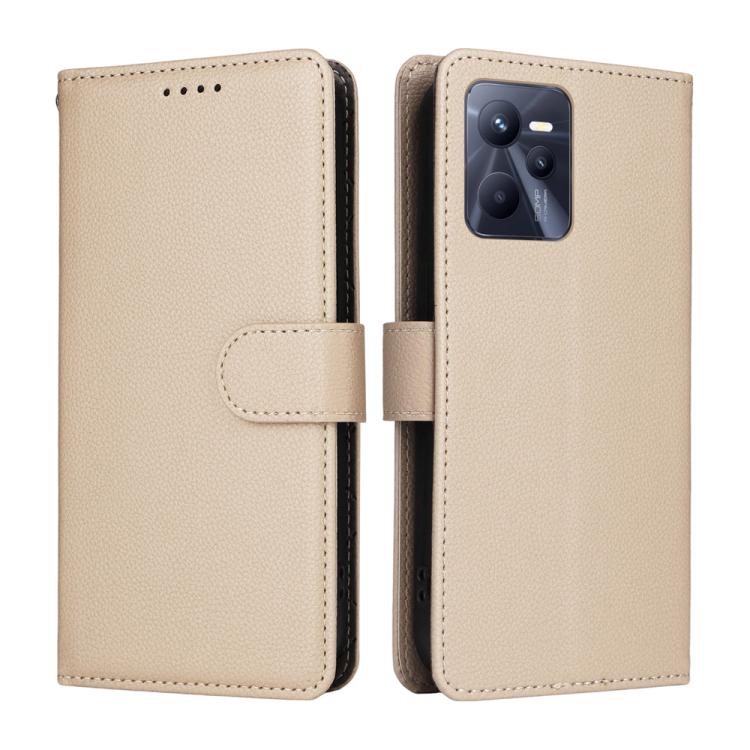 For Realme C35 / Narzo 50A Prime Litchi Texture RFID Blocking 3-Card Wallet Leather Phone Case
