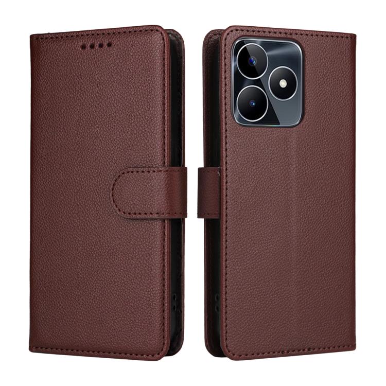 For Realme C53 / C51 / Narzo N53 / Note 50 Litchi Texture RFID Blocking 3-Card Wallet Leather Phone Case
