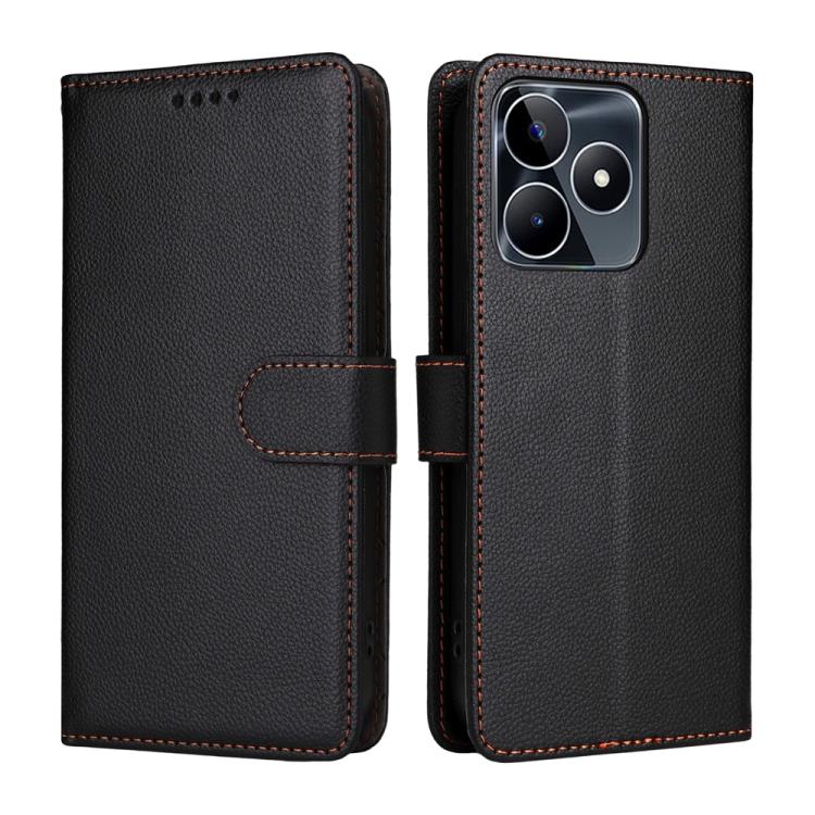 For Realme C53 / C51 / Narzo N53 / Note 50 Litchi Texture RFID Blocking 3-Card Wallet Leather Phone Case