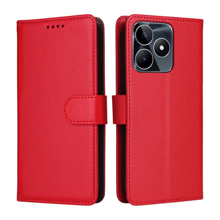 For Realme C53 / C51 / Narzo N53 / Note 50 Litchi Texture RFID Blocking 3-Card Wallet Leather Phone Case
