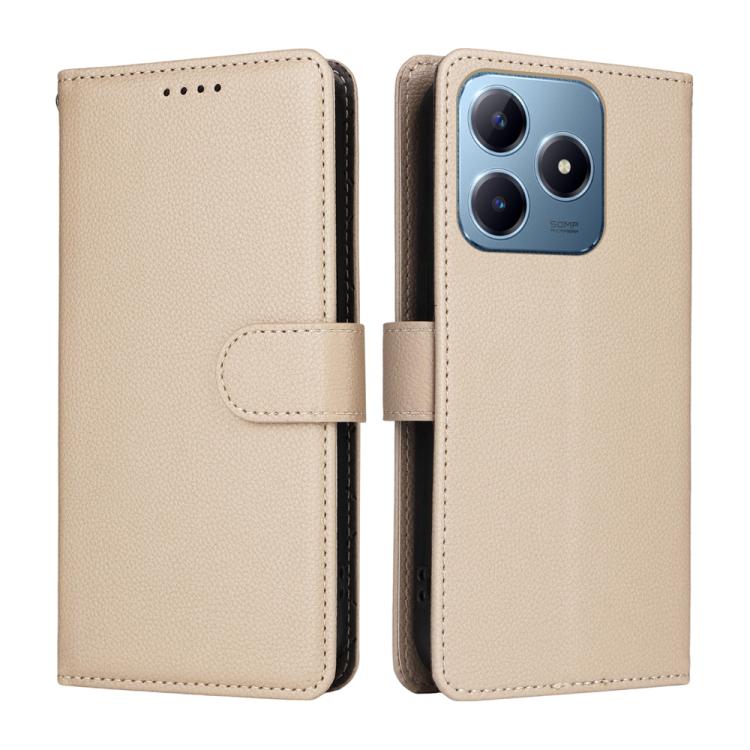 For Realme C63 4G / C61 / Note 60 Litchi Texture RFID Blocking 3-Card Wallet Leather Phone Case