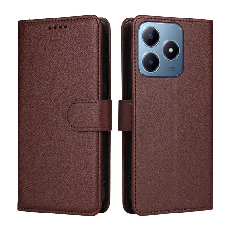 For Realme C63 4G / C61 / Note 60 Litchi Texture RFID Blocking 3-Card Wallet Leather Phone Case
