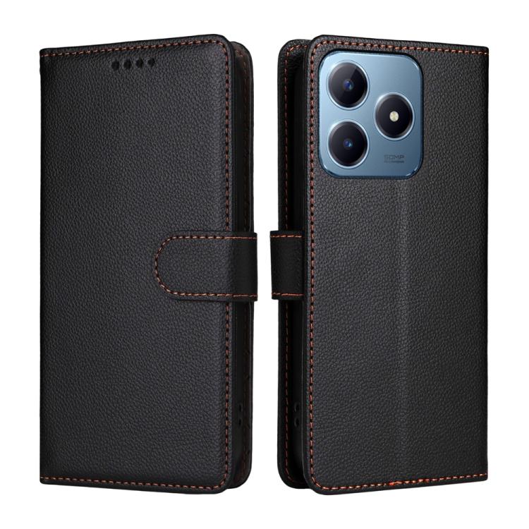 For Realme C63 4G / C61 / Note 60 Litchi Texture RFID Blocking 3-Card Wallet Leather Phone Case