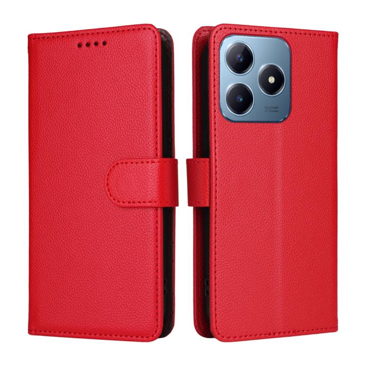 For Realme C63 4G / C61 / Note 60 Litchi Texture RFID Blocking 3-Card Wallet Leather Phone Case
