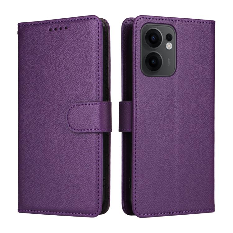 For OPPO Reno13 F 4G / 5G Litchi Texture RFID Blocking 3-Card Wallet Leather Phone Case