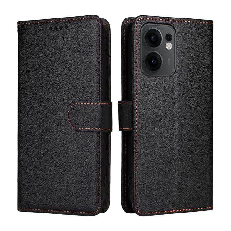 For OPPO Reno13 F 4G / 5G Litchi Texture RFID Blocking 3-Card Wallet Leather Phone Case