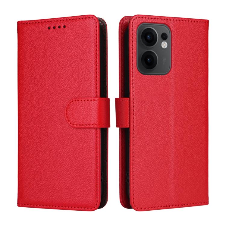 For OPPO Reno13 F 4G / 5G Litchi Texture RFID Blocking 3-Card Wallet Leather Phone Case
