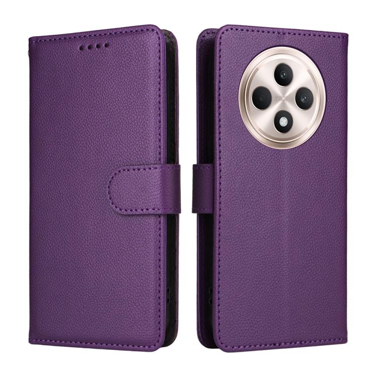 For OPPO Reno12 F 4G / 5G / F27 Litchi Texture RFID Blocking 3-Card Wallet Leather Phone Case