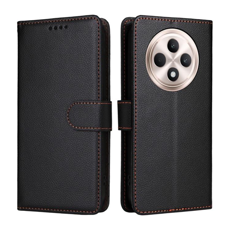 For OPPO Reno12 F 4G / 5G / F27 Litchi Texture RFID Blocking 3-Card Wallet Leather Phone Case