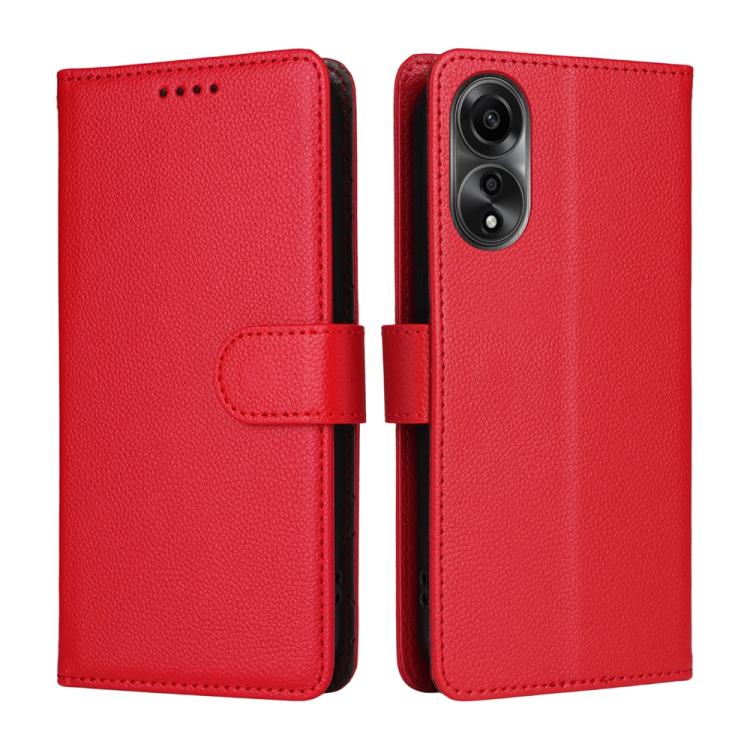 For OPPO A78 4G Litchi Texture RFID Blocking 3-Card Wallet Leather Phone Case