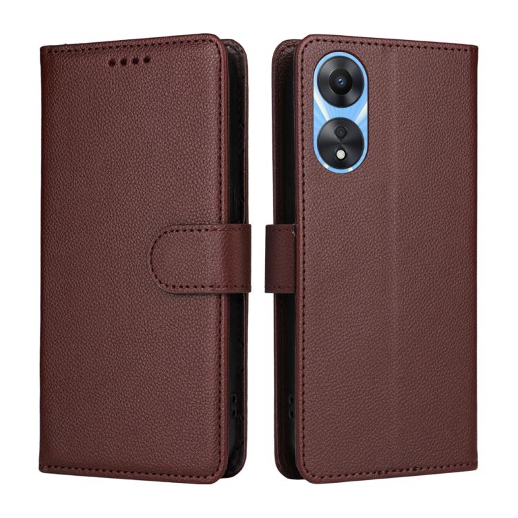 For OPPO A58 5G / A58x / A78 5G / A1x / A2x Litchi Texture RFID Blocking 3-Card Wallet Leather Phone Case