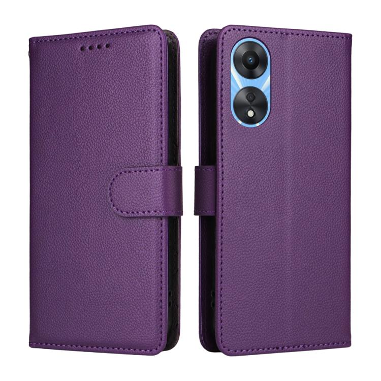 For OPPO A58 5G / A58x / A78 5G / A1x / A2x Litchi Texture RFID Blocking 3-Card Wallet Leather Phone Case