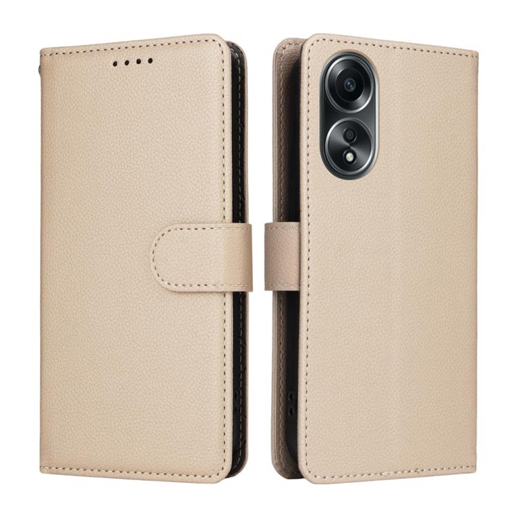 For OPPO A58 4G Litchi Texture RFID Blocking 3-Card Wallet Leather Phone Case