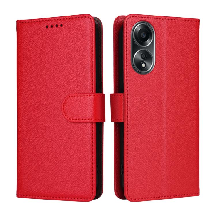 For OPPO A58 4G Litchi Texture RFID Blocking 3-Card Wallet Leather Phone Case