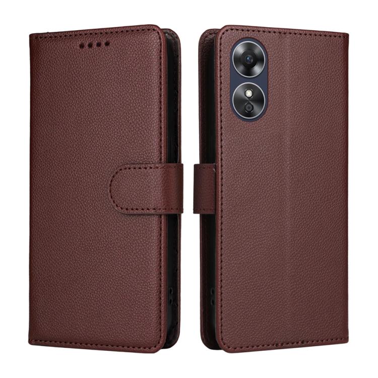 For OPPO A17 / OPPO A17k Litchi Texture RFID Blocking 3-Card Wallet Leather Phone Case