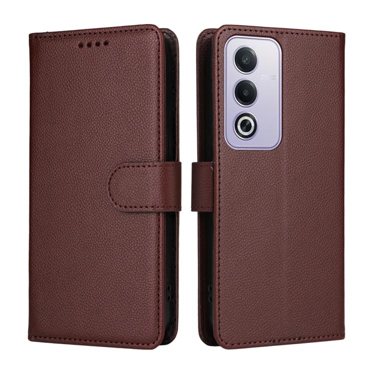 For OPPO A5 5G / A3 Pro 5G India / A80 5G Litchi Texture RFID Blocking 3-Card Wallet Leather Phone Case