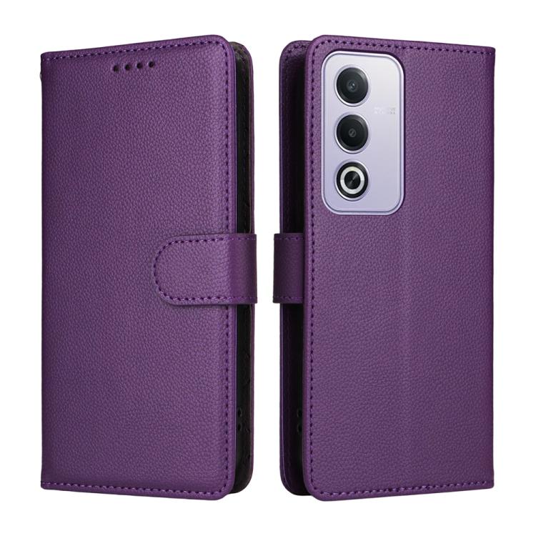 For OPPO A5 5G / A3 Pro 5G India / A80 5G Litchi Texture RFID Blocking 3-Card Wallet Leather Phone Case
