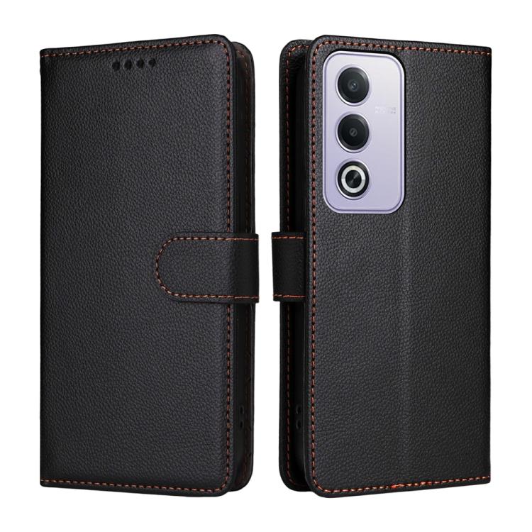 For OPPO A5 5G / A3 Pro 5G India / A80 5G Litchi Texture RFID Blocking 3-Card Wallet Leather Phone Case