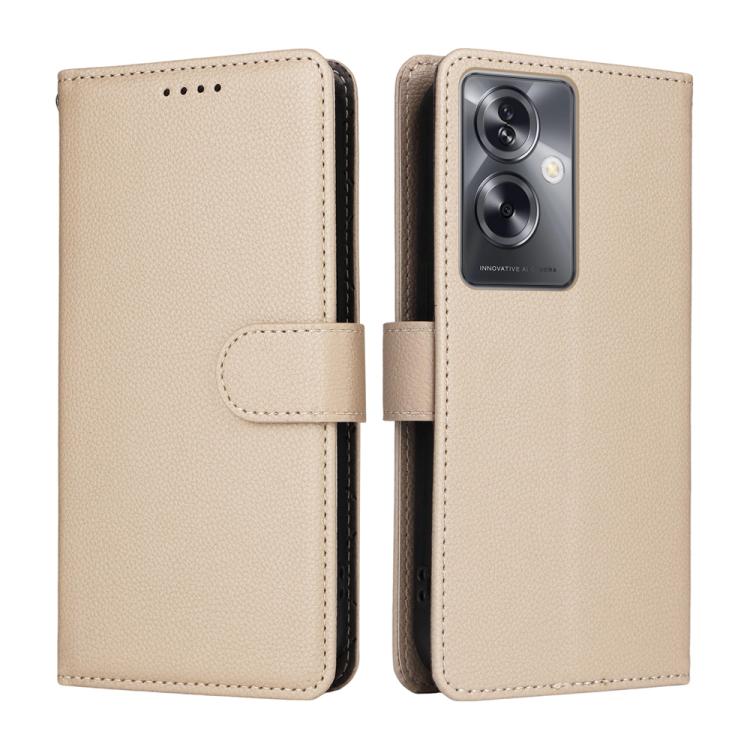 For OPPO A2 / OPPO A79 5G Litchi Texture RFID Blocking 3-Card Wallet Leather Phone Case