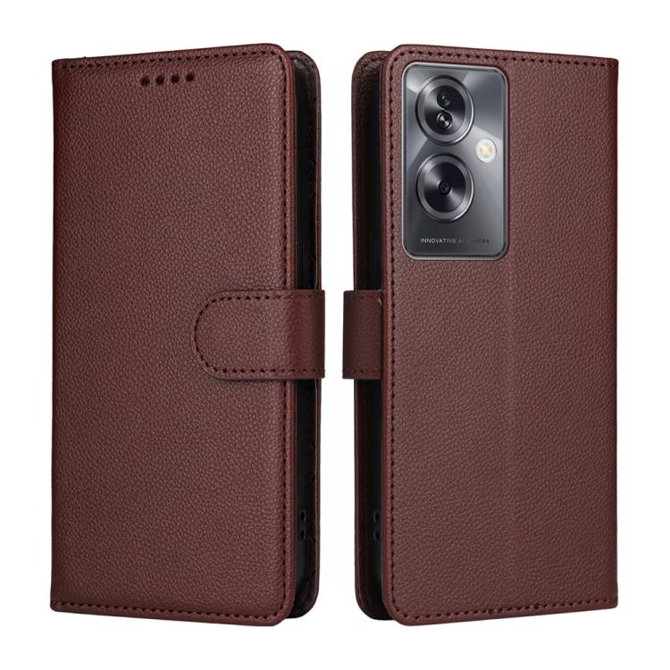 For OPPO A2 / OPPO A79 5G Litchi Texture RFID Blocking 3-Card Wallet Leather Phone Case