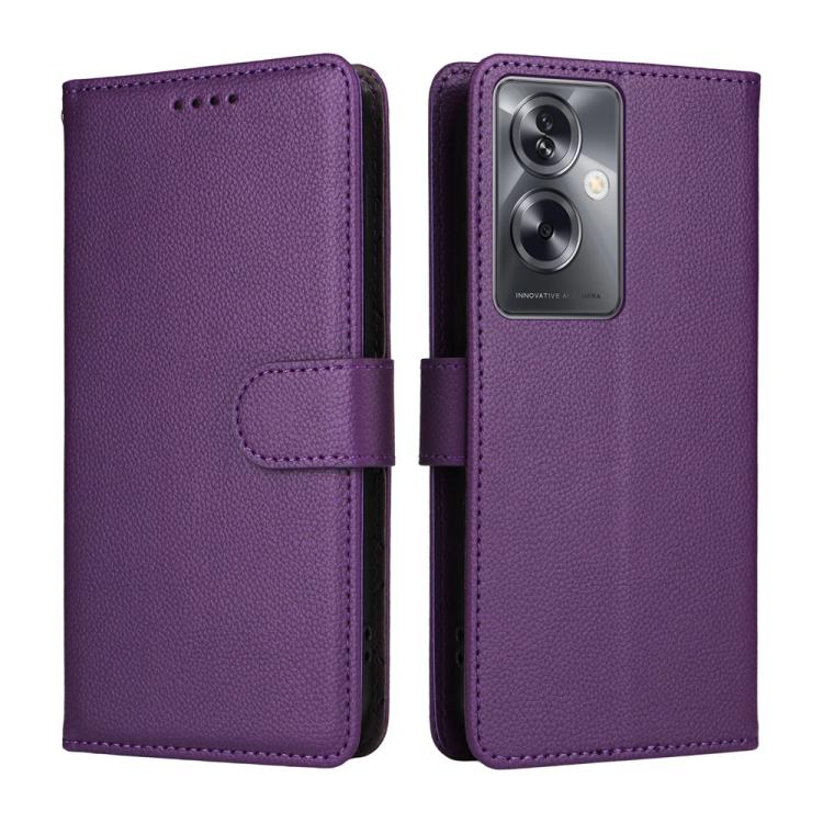 For OPPO A2 / OPPO A79 5G Litchi Texture RFID Blocking 3-Card Wallet Leather Phone Case
