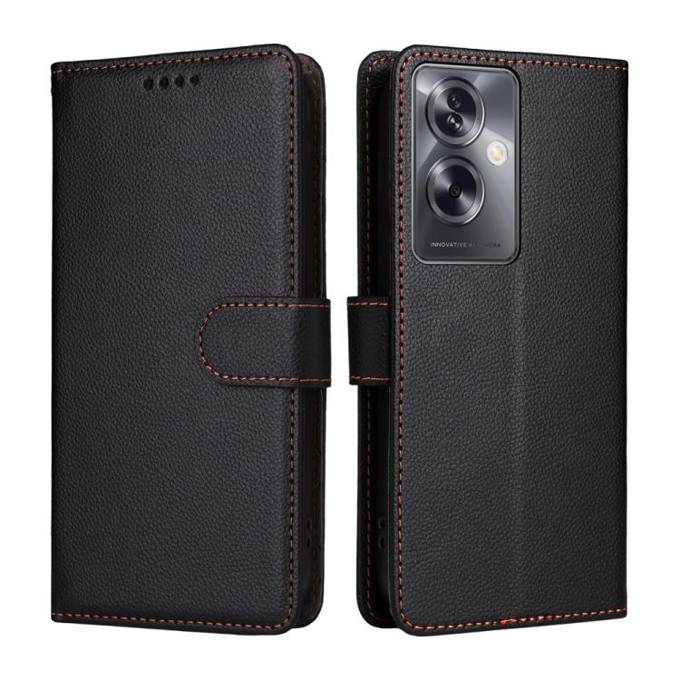 For OPPO A2 / OPPO A79 5G Litchi Texture RFID Blocking 3-Card Wallet Leather Phone Case