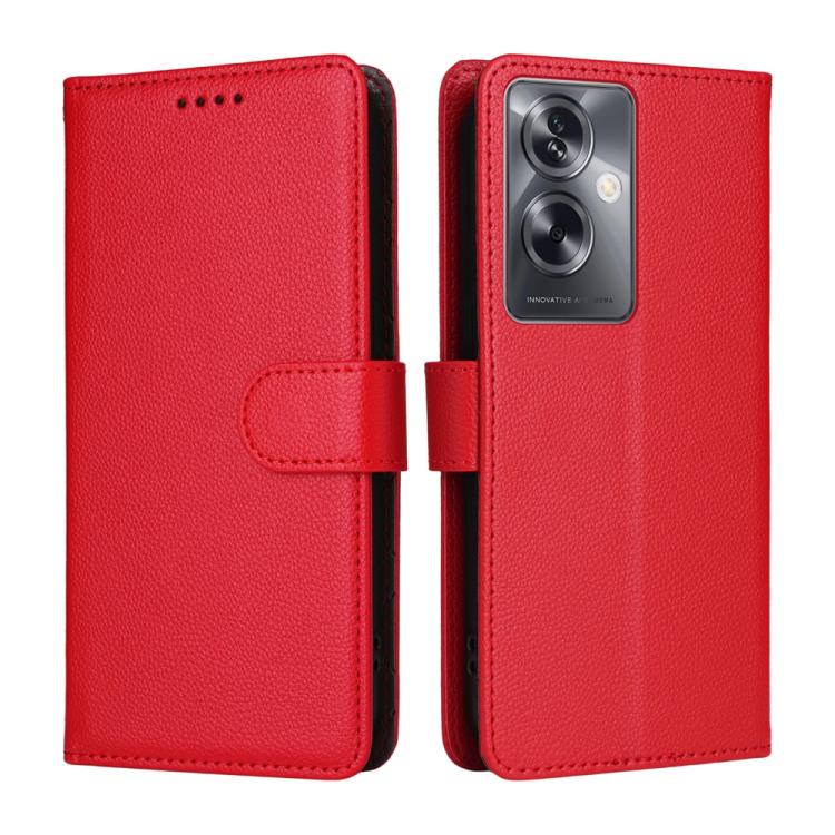 For OPPO A2 / OPPO A79 5G Litchi Texture RFID Blocking 3-Card Wallet Leather Phone Case