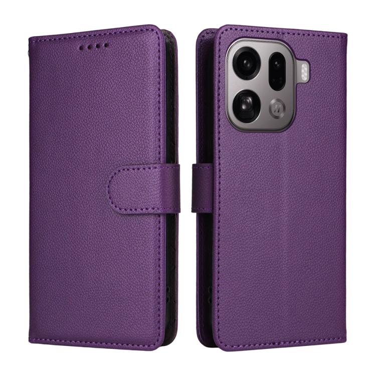 For OPPO Find X9 Pro Litchi Texture RFID Blocking 3-Card Wallet Leather Phone Case