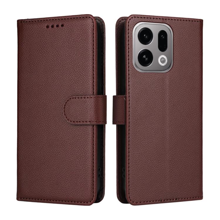 For OPPO Find X9 Litchi Texture RFID Blocking 3-Card Wallet Leather Phone Case