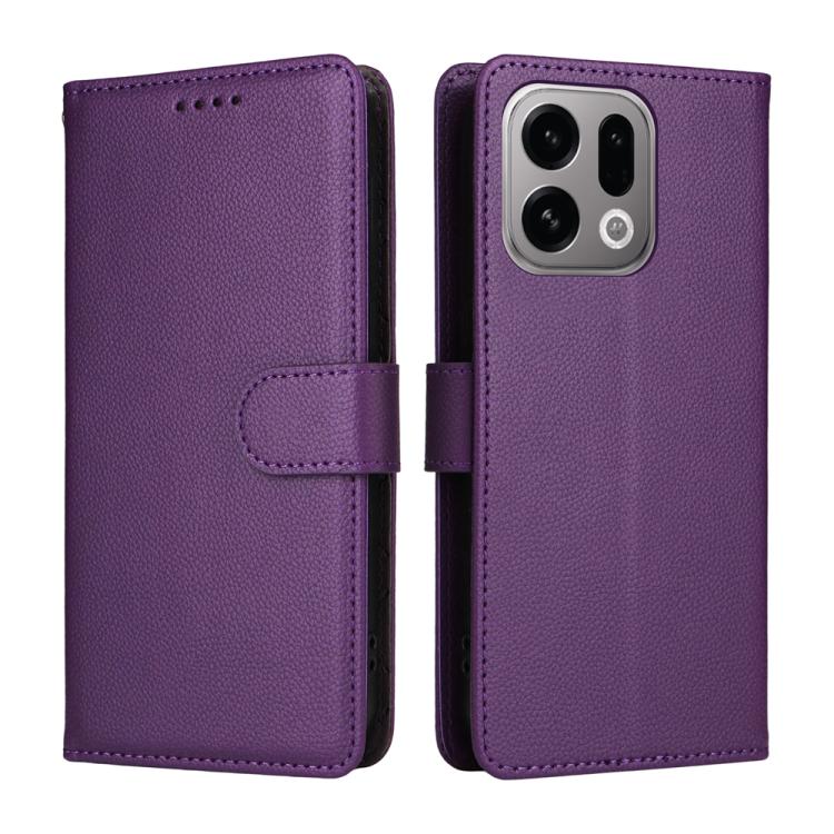 For OPPO Find X9 Litchi Texture RFID Blocking 3-Card Wallet Leather Phone Case