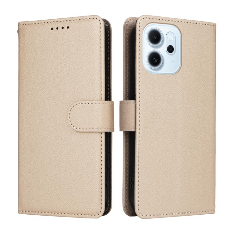 For OPPO Reno15 F 5G Litchi Texture RFID Blocking 3-Card Wallet Leather Phone Case