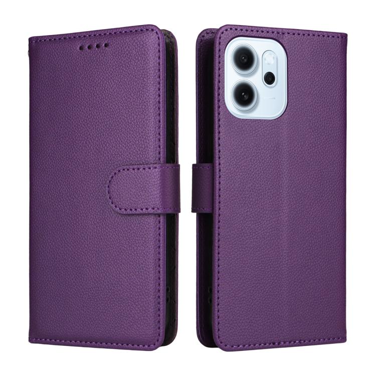 For OPPO Reno15 F 5G Litchi Texture RFID Blocking 3-Card Wallet Leather Phone Case