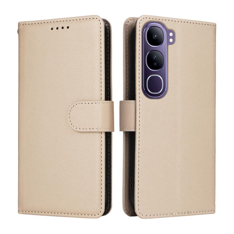 For vivo V40 Lite 4G / 5G IDN / Y300 / Y200 5G Litchi Texture RFID Blocking 3-Card Wallet Leather Phone Case