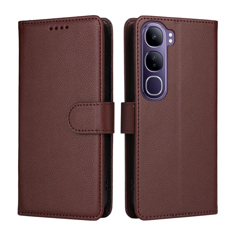 For vivo V40 Lite 4G / 5G IDN / Y300 / Y200 5G Litchi Texture RFID Blocking 3-Card Wallet Leather Phone Case