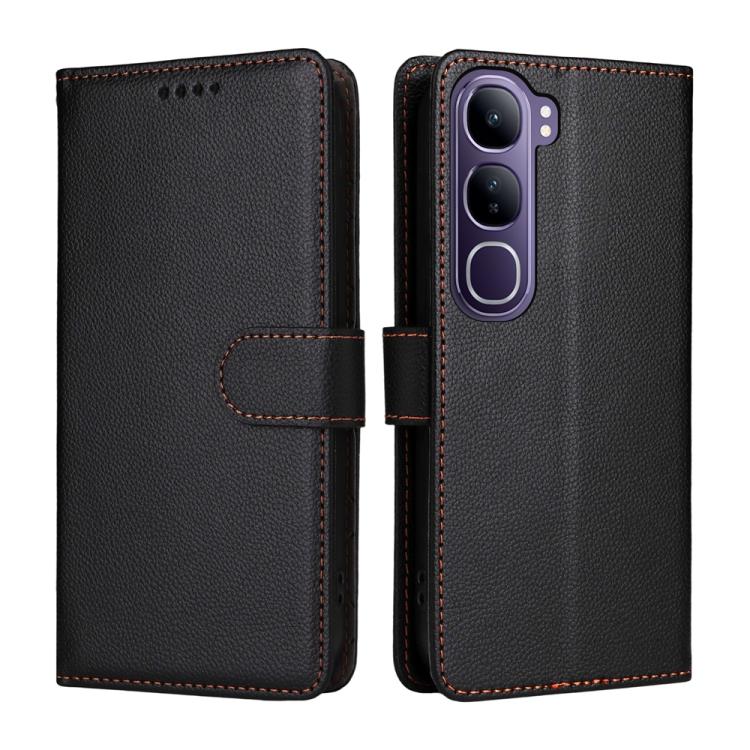 For vivo V40 Lite 4G / 5G IDN / Y300 / Y200 5G Litchi Texture RFID Blocking 3-Card Wallet Leather Phone Case