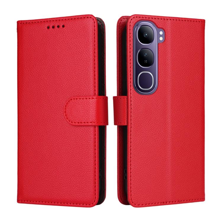 For vivo V40 Lite 4G / 5G IDN / Y300 / Y200 5G Litchi Texture RFID Blocking 3-Card Wallet Leather Phone Case