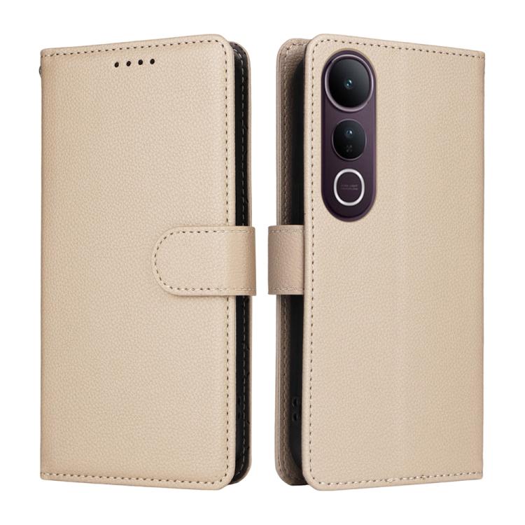 For vivo V50 Lite 4G / 5G Litchi Texture RFID Blocking 3-Card Wallet Leather Phone Case