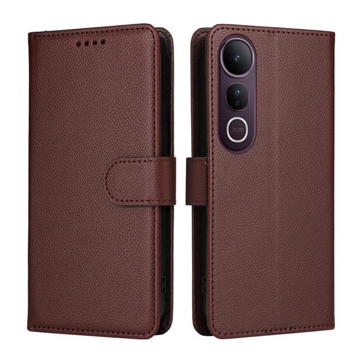 For vivo V50 Lite 4G / 5G Litchi Texture RFID Blocking 3-Card Wallet Leather Phone Case