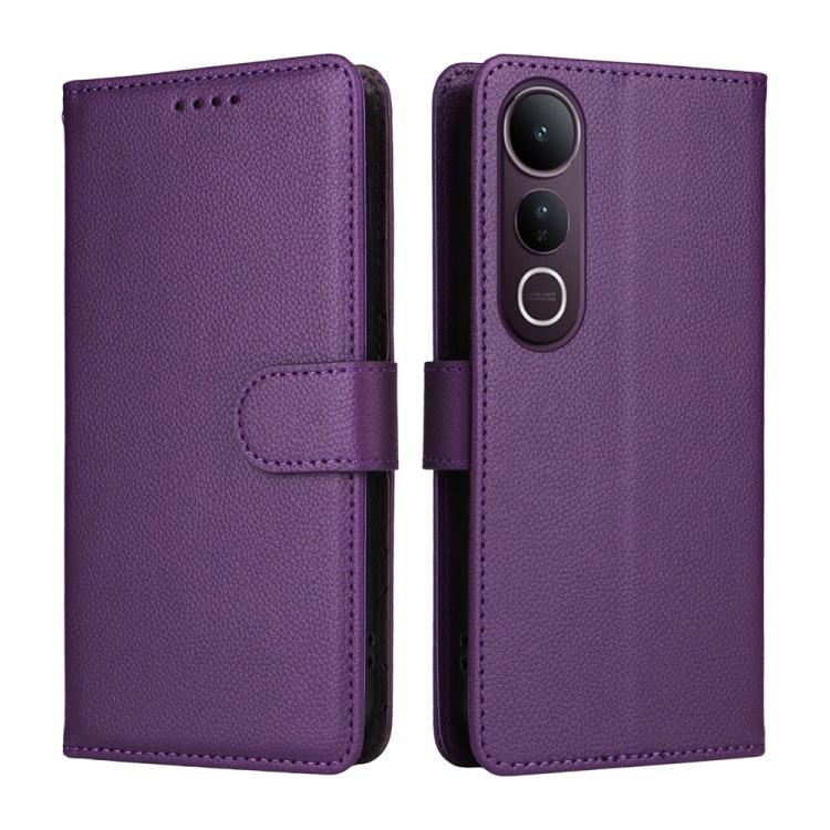 For vivo V50 Lite 4G / 5G Litchi Texture RFID Blocking 3-Card Wallet Leather Phone Case