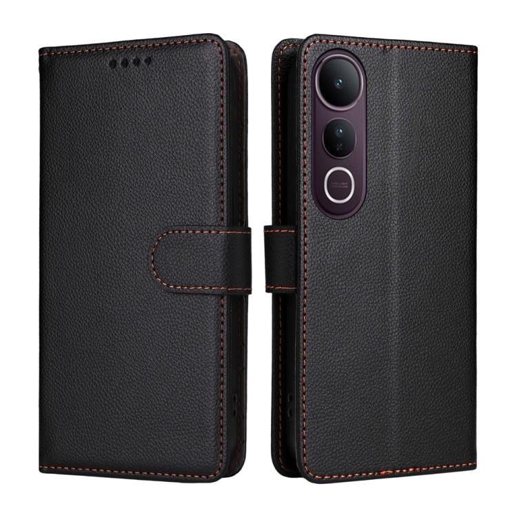 For vivo V50 Lite 4G / 5G Litchi Texture RFID Blocking 3-Card Wallet Leather Phone Case