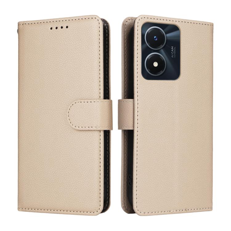 For vivo Y02s / Y16 / iQOO Z7i Litchi Texture RFID Blocking 3-Card Wallet Leather Phone Case